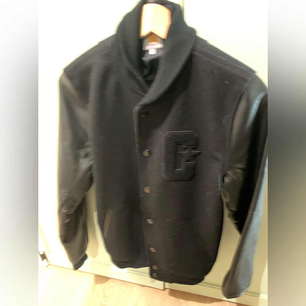 Carhartt WIP black leather & wool varsity jacket. Super Rare! Totally Fresh!